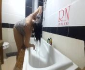 Shower. Voyeur camera. Nude Regina Noir in the shower washes her hair. from cat goddess nude shower