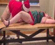 Santa ties bad Elf to table and makes her squirt from elfo