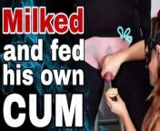 Frosting His Cake! Milked Ruined Orgasm & Fed Own Cum Cumshot Femdom Bondage Ballbusting CBT Real from mom and own son