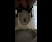 Flashing dick when pissing in toilet from wc