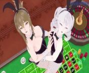 Chitose Kisaragi and Nine engage in intense lesbian play at a casino. - Super Robot Wars V Hentai from shizuku kisaragi