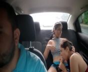 Lesbian stepsisters are very horny and play in the car from shcool small gril sex