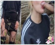 OUTDOOR SEX with a STRANGER in the FOREST was hot! BJ and miniskirt up! from huma quresi hot upskirt