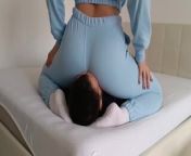 Full Weight Facesitting Smother and Farts in Blue Sweatpants from face smoother with full weight big ass