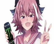 Femboy drinks Monster Energy. Yes, that's it. There's nothing sexual. (tastes yucky tho) from 母女