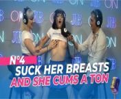Suck her breasts and she cums a ton from girl breast milk hand expression