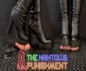 Nightclub Mistress Dominates You in Leather Knee Tank Heels Boots - CBT, Bootjob, Ballbusting from heemis