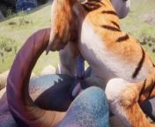 Furry Tiggress Takes Yiff Lizard Double Cock in all Holes 3D Hentai PoV Animation from he fucked me in the kitchen priya