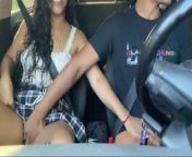 Horny passenger gets into Uber without panties and driver can't resist her from xbur